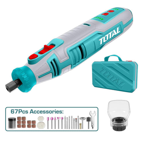 Moto Tool Inalámbrico 8V + 67 Accesorios Total (TMGLI0801)