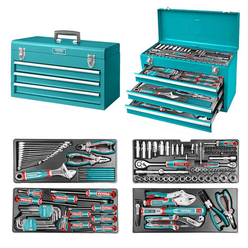 Caja de Herramientas Metálica + 132 Piezas Industrial Super Total (THPTCS71321)