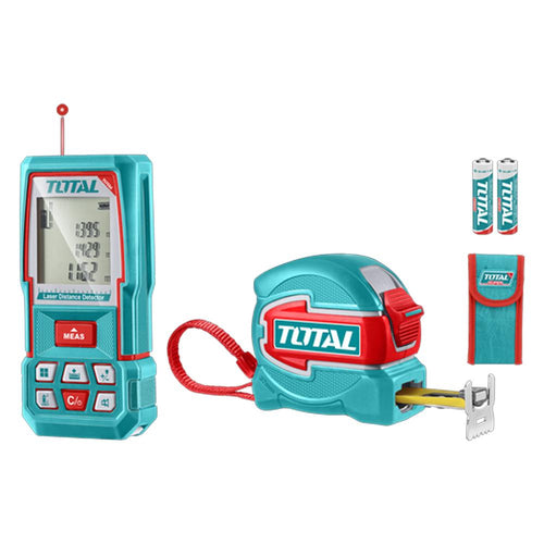 Kit Medidor de Distancias Láser 70 Mts + Metro 5 Mts Industrial Super Total (TLDD241201)