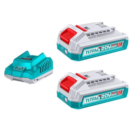Kit 2 Baterías 2.0Ah + Cargador 20V Industrial Total (UTFBCPK2212)