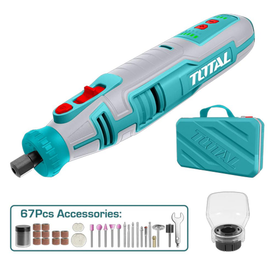 Moto Tool Inalámbrico 8V + 67 Accesorios Total (TMGLI0801)