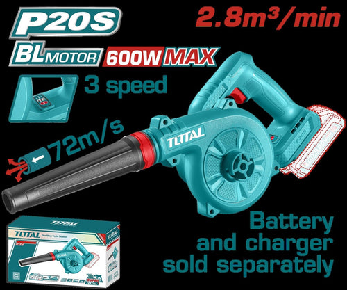 Sopladora Inalámbrica 20V — Batería y Cargador No Incluidos Total (TABLI20018)
